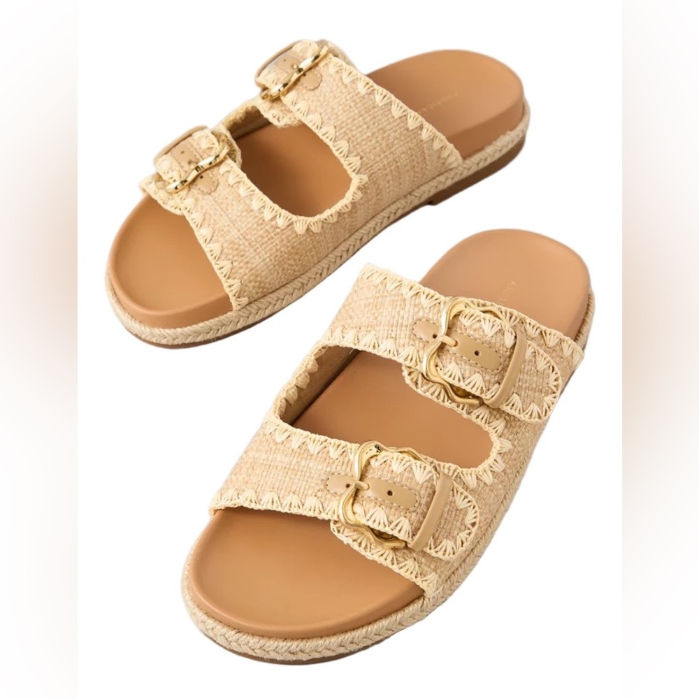 American Eagle Outfitters Raffia Espadrille Slide Sandal NWOT